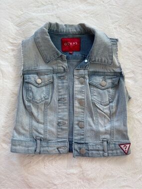 GUESS Light Wash Denim Sleeveless Jacket